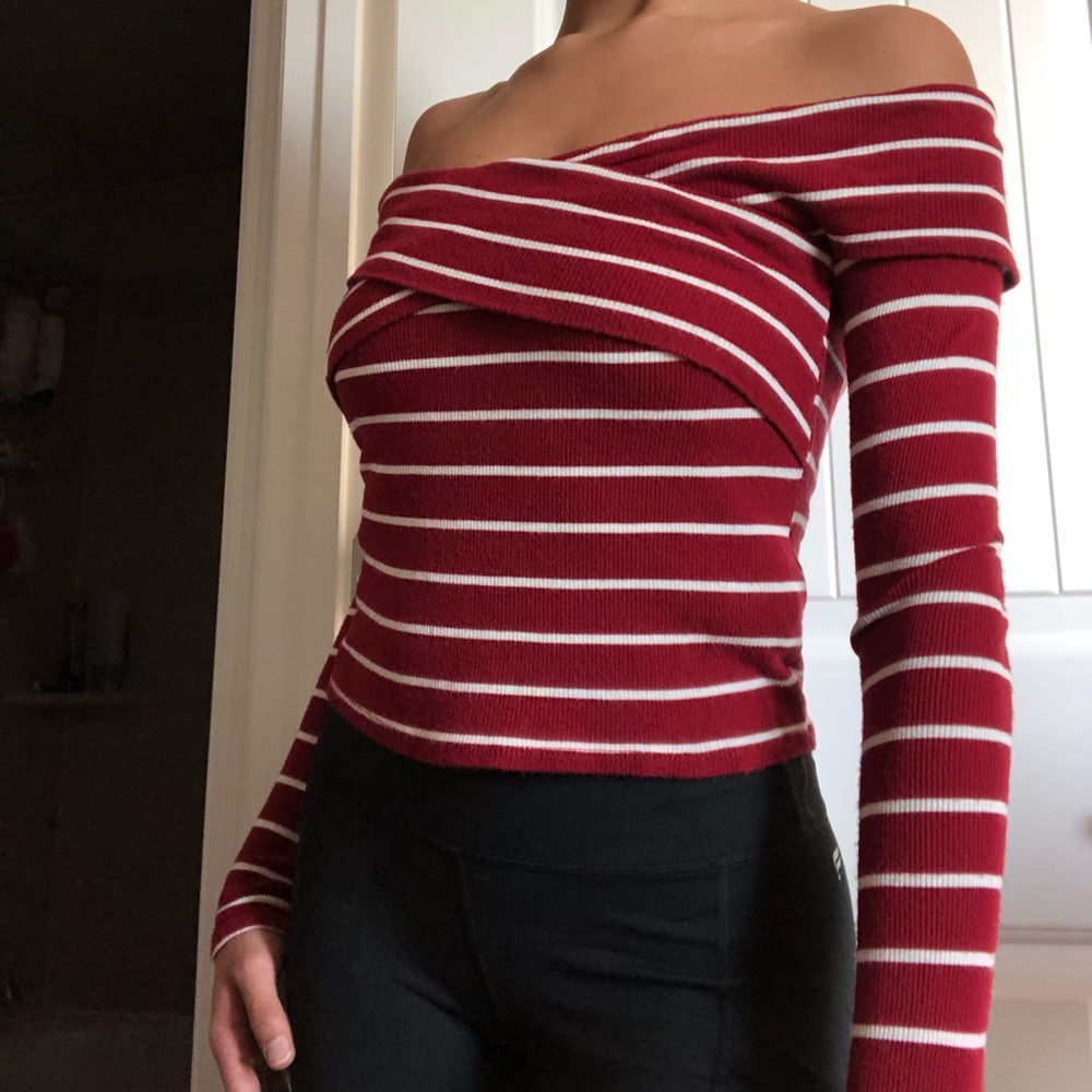 Forever 21 striped off the shoulder blouse
